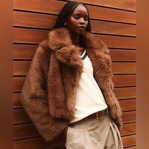River Island Luxurious Brown Faux Fur Coat